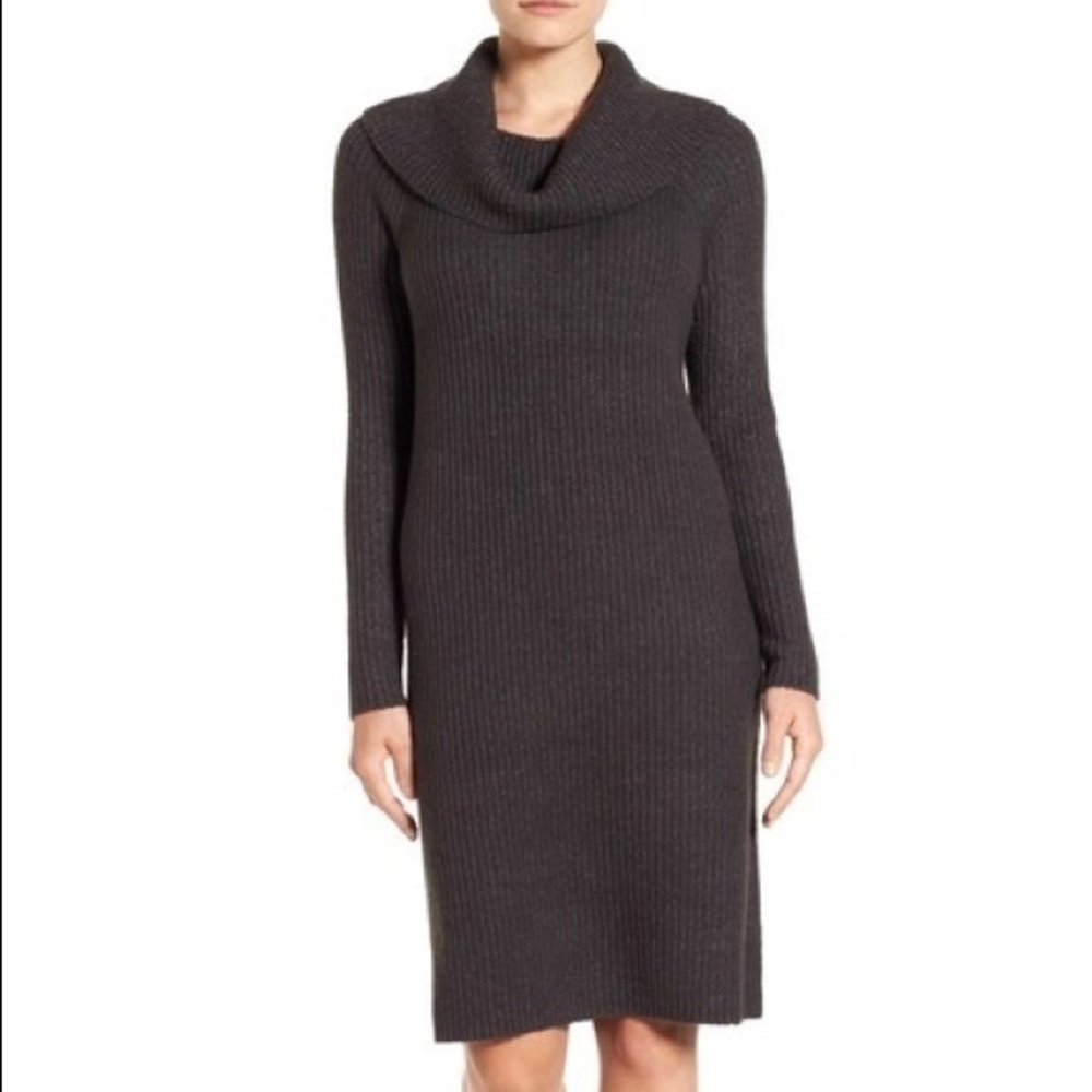 NWT Halogen Turtleneck Sweater Dress Charcoal Gray